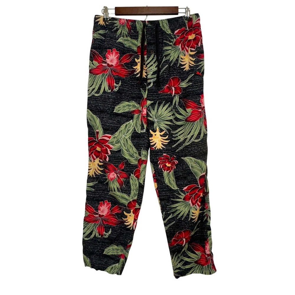 Tommy Bahama Floral‎ Lounge Pants Womens Medium Black Tropical Cotton